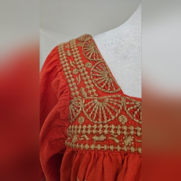 JOHNNY WAS Lucy Artisan Embroidered Blouse In Red Multi. Size XS - Picture 8 of 12